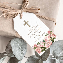 Blush Roses Baptism Christening Dank je wel Cadeaulabel