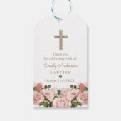Blush Roses Baptism Christening Dank je wel Cadeaulabel (Voorkant)