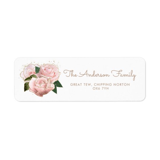 Blush Roses Baptism Christening Etiket (Voorkant)