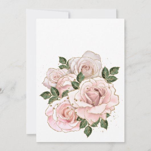 Blush Roses Baptism Christening Kaart (Achterkant)