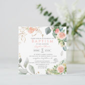 Blush Roses Baptisme Invitation (Staand voorkant)
