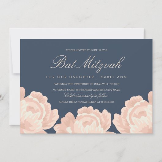 Blush Roses Bat Mitzvah Kaart (Voorkant)