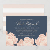 Blush Roses Bat Mitzvah Kaart (Voorkant / Achterkant)