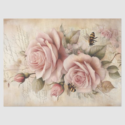 Blush Roses  Bloemen Decoupage Tissuepapier (Voorkant)