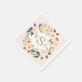  Blush Roses Bloemenkrans Monogrammed Servetten (Hoek)