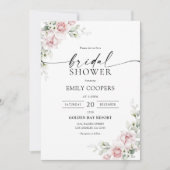 Blush Roses Bridal Shower Invitation Kaart (Voorkant)