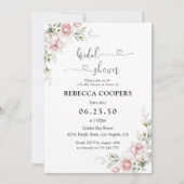 Blush Roses Bridal Shower Invitation Kaart (Voorkant)