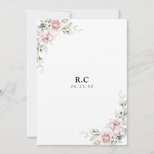 Blush Roses Bridal Shower Invitation Kaart (Achterkant)