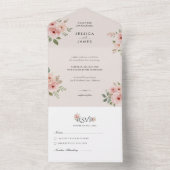 Blush Roses Editable Elegant Wedding All In One Uitnodiging (Binnen)