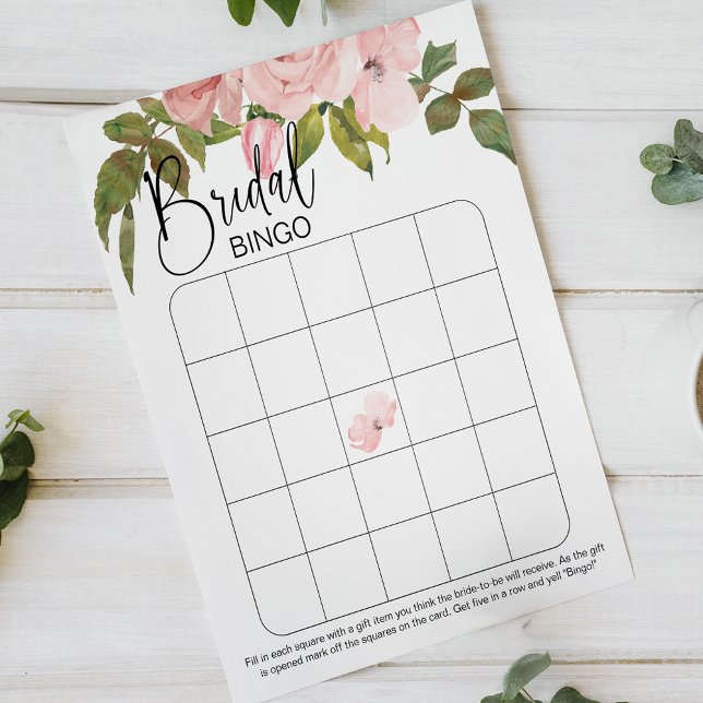 Blush Roses Elegant Floral Bridal Bingo (Creator heeft geüpload)