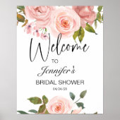 Blush Roses Elegant Floral Vrijgezellenfeest Poster (Voorkant)