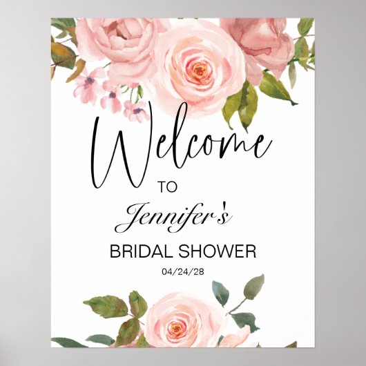Blush Roses Elegant Floral Vrijgezellenfeest Poster (Voorkant)