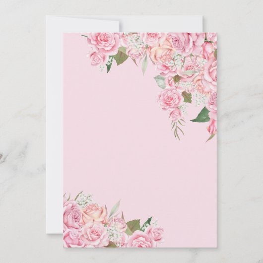 Blush Roses en Gold Tiara Floral Quinceanera Kaart (Achterkant)