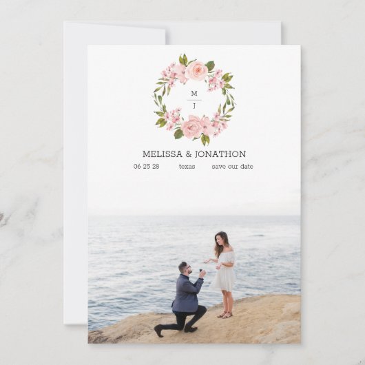 Blush Roses Floral Afbeelding sparen de datum Save The Date (Voorkant)