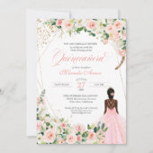 Blush Roses Floral Afrolatina Quinceanera Kaart (Voorkant)