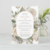 Blush Roses Floral Double Arch Weddenschap Kaart (Staand voorkant)