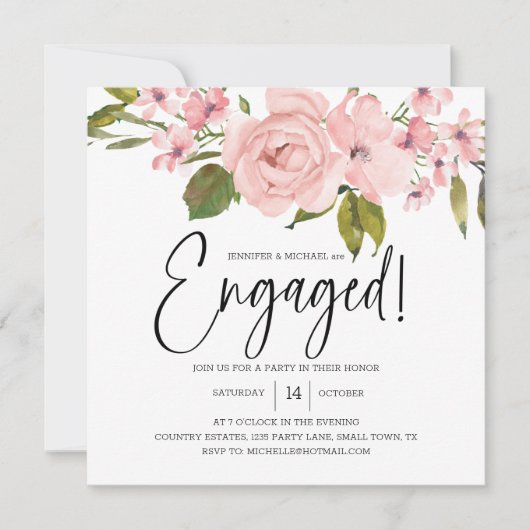 Blush Roses Floral Elegant Verloving (Voorkant)