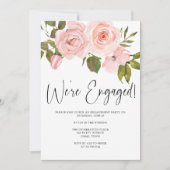 Blush Roses Floral Engagement Party Kaart (Voorkant)