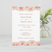 Blush Roses Floral Gold White Elegant Weddenschap Kaart (Staand voorkant)