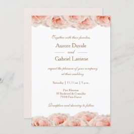 Blush Roses Floral Gold White Elegant Weddenschap Kaart