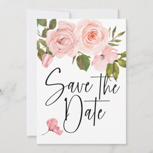 Blush Roses Floral opslaan Datum Save The Date (Voorkant)