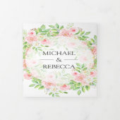 Blush Roses Floral Photo Collage Weddenschap Drieluik Uitnodiging (Cover)