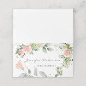 Blush Roses Girl Baptism Place card Plaatskaartje (Buitenkant ongevouwen)