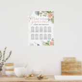 Blush Roses Girl Baptism Separatieschema Poster (Keuken)