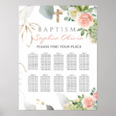 Blush Roses Girl Baptism Separatieschema Poster (Voorkant)