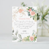 Blush Roses Girl Baptisme Hartelijk dank Bedankkaart (Staand voorkant)