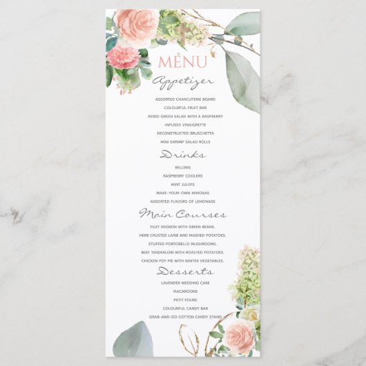 Blush Roses Girl Baptisme Menu (Voorkant)