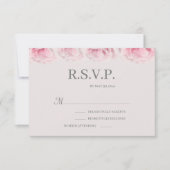 Blush Roses Grey Elegant Floral Wedding RSVP Kaart (Voorkant)