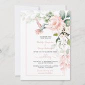 Blush Roses, Hummingbird en Sage Greenery Kaart (Voorkant)