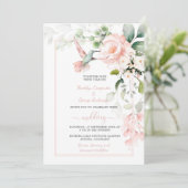 Blush Roses, Hummingbird en Sage Greenery Kaart (Staand voorkant)