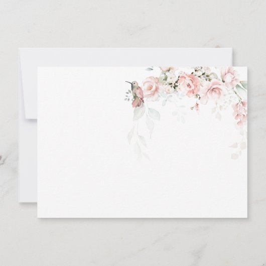 Blush Roses Hummingbird Greenery Notitiekaartje (Achterkant)