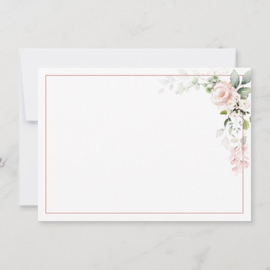 Blush Roses, Hummingbird, Sage Green Greenery Notitiekaartje (Achterkant)