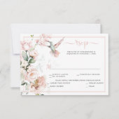 Blush Roses, Hummingbird, Sage Green Greenery RSVP Kaartje (Voorkant)