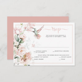 Blush Roses, Hummingbird, Sage Green Greenery RSVP Kaartje