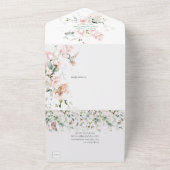 Blush Roses Hummingbird Sage Green Wedding All In One Uitnodiging (Buitenkant)