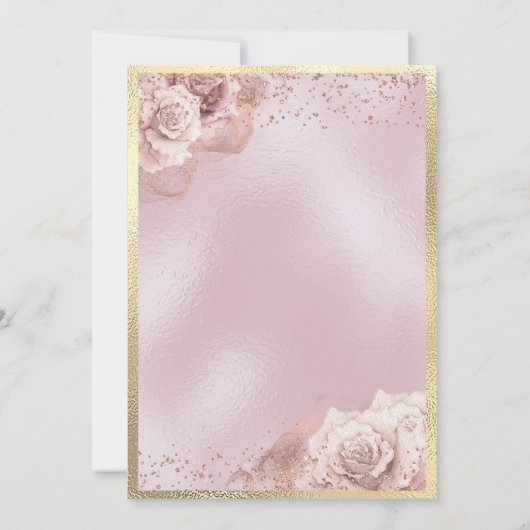 Blush Roses op BLack & Gold Quinceañera Kaart (Achterkant)