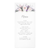 Blush Roses Paarse wilde bloemen bruiloft | Menu (Voorkant)