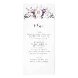 Blush Roses Paarse wilde bloemen bruiloft | Menu