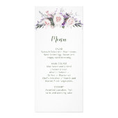 Blush Roses Paarse wilde bloemen bruiloft | Menu (Voorkant)