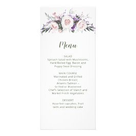 Blush Roses Paarse wilde bloemen bruiloft | Menu