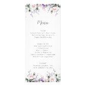Blush Roses Paarse wilde bloemen bruiloft | Menu (Voorkant)