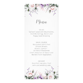 Blush Roses Paarse wilde bloemen bruiloft | Menu