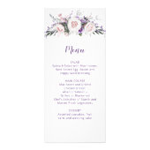 Blush Roses Paarse wilde bloemen bruiloft | Menu (Voorkant)