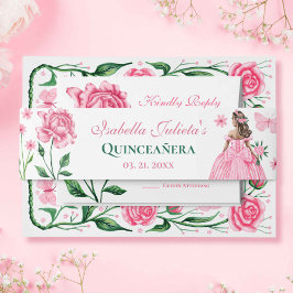 Blush Roses Princess Butterfly Quinceañera Uitnodigingen Wikkel