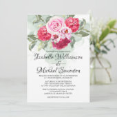 Blush Roses Red Hydrangeas Weddenschap Kaart (Staand voorkant)