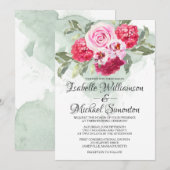 Blush Roses Red Hydrangeas Weddenschap Kaart (Voorkant / Achterkant)